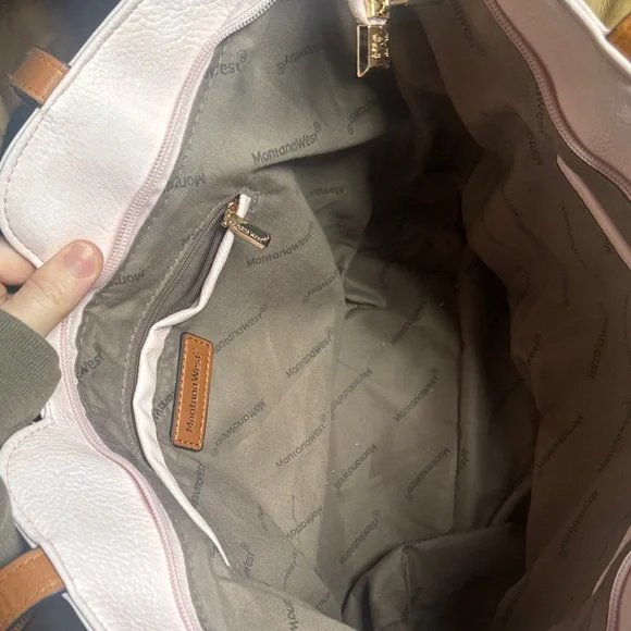 Montana West Women’s Light Pink Tote Bag with Contrast Brown Leather Handles - Picture 2 of 10